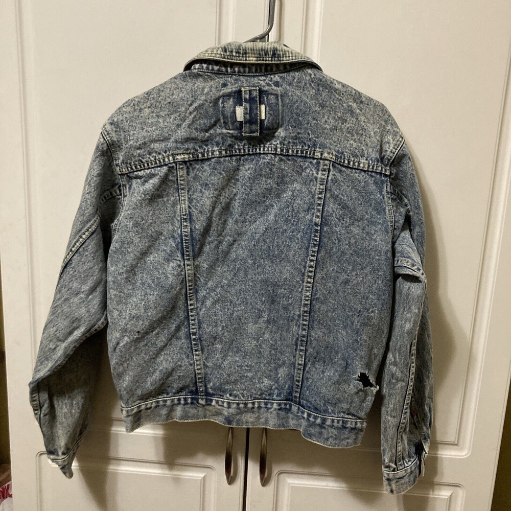CODE BLEU Acid Wash Denim Jacket Distressed Blue Jean‎ Coat Men's Size S - Picture 8 of 12